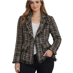 Serena Kay French Elegant Tweed Fringed Blazer